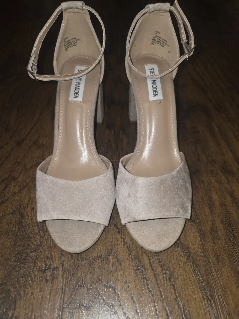 Steve Madden Taupe Suede Block Heel Sandals